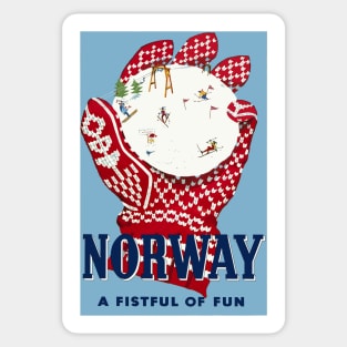 Norway, Travel Ski Poster Sticker